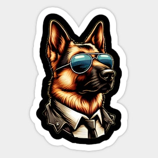 Funny German Shepherd with Sunglasses Sticker